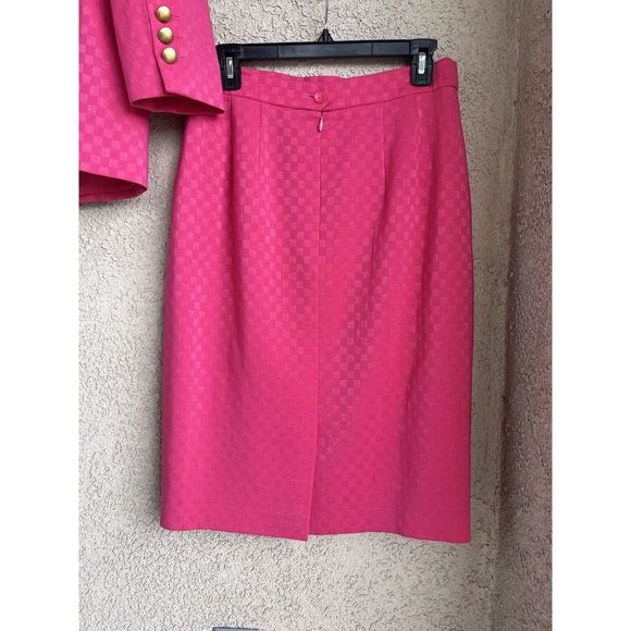 Vintage Louis Feraud Virgin Wool 2 Piece Blazer And Skirt - Size 10 - Pink - Picture 8 of 16